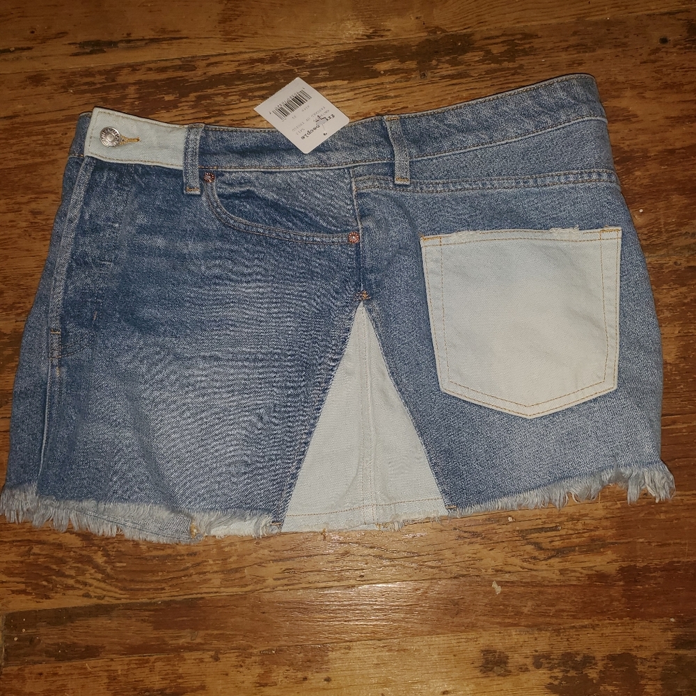 We The Free People Patchwork Denim Jean MINI skirt - Picture 8 of 8
